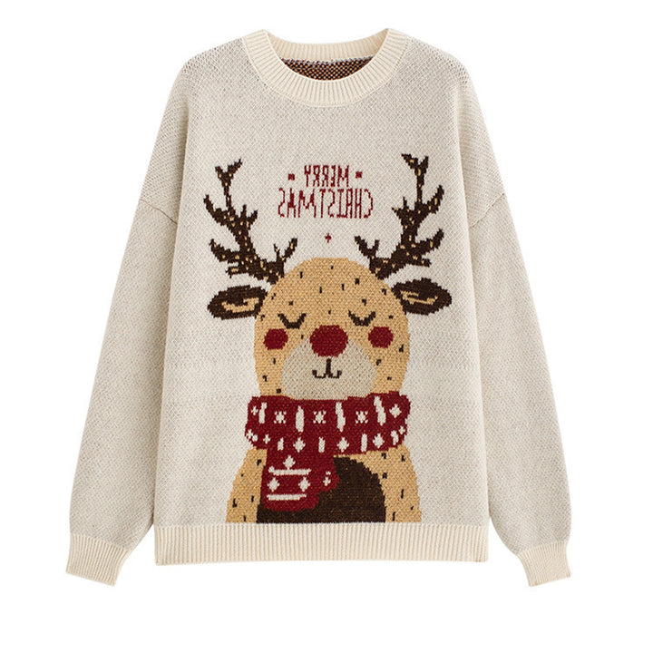 Damen-Strickpullover mit 3D-Motiv, locker geschnitten