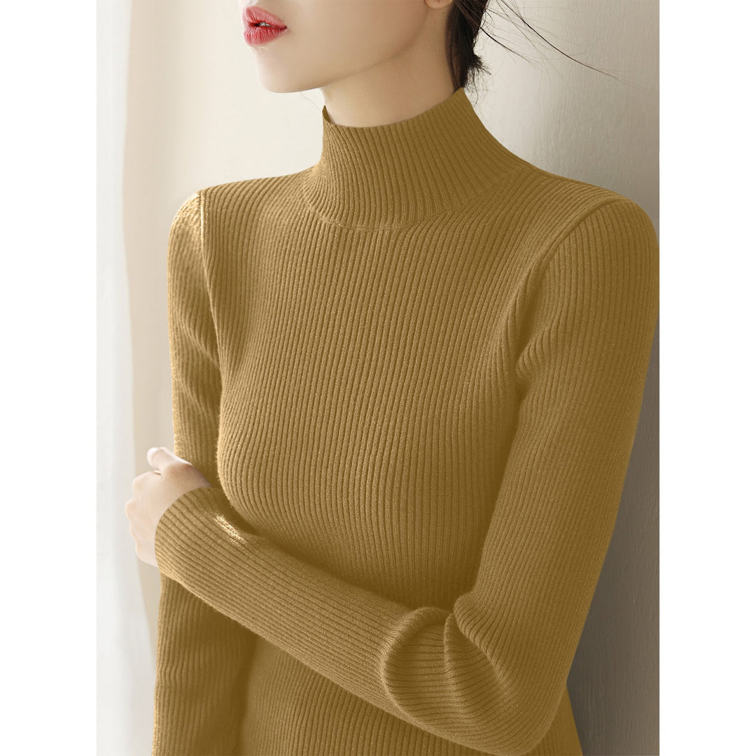 Damen-Strickpullover mit Stehkragen, schmal geschnitten
