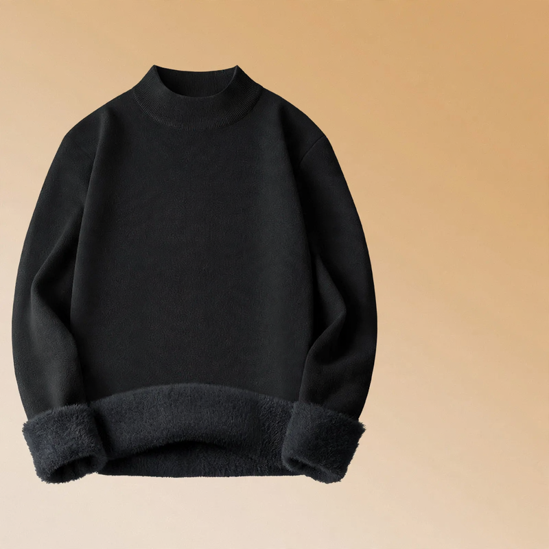 Herren-Strickpullover, gefüttert, Stehkragen