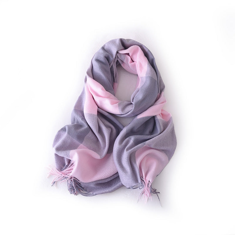 Großer Winterschal mit Karomuster, 180 cm