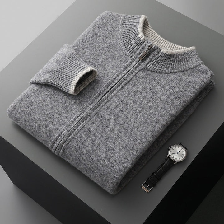 Herren-Strickjacke mit Reißverschluss und Stehkragen