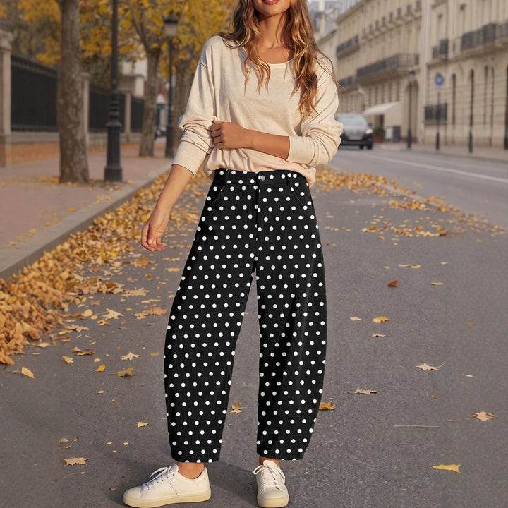 Cordhose mit Gummibund und Punktemuster