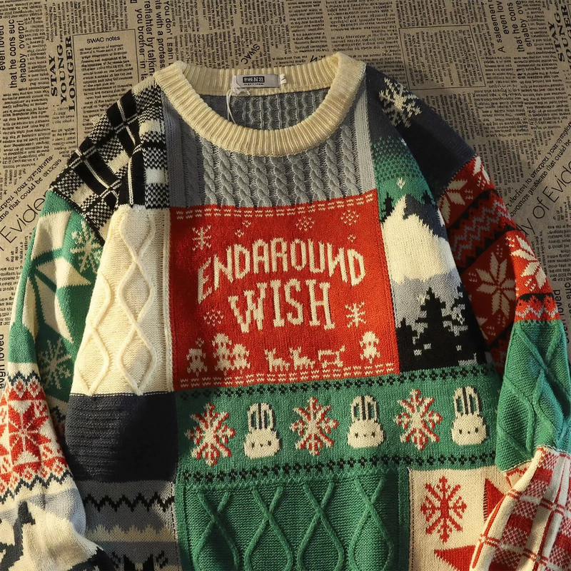 Herren-Strickpullover, Rundhals, Kontrastfarben
