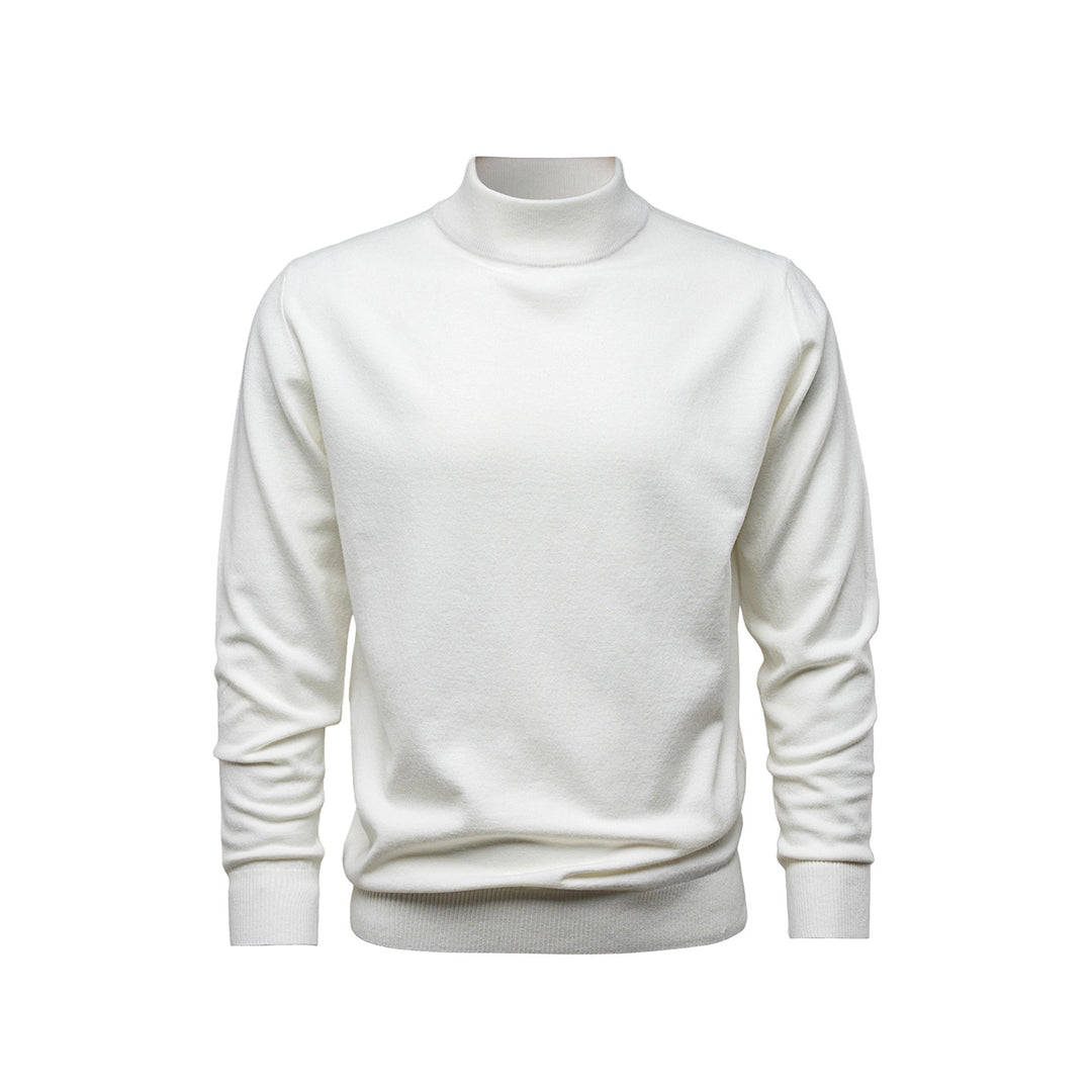 Herren-Strickpullover mit Stehkragen, einfarbig