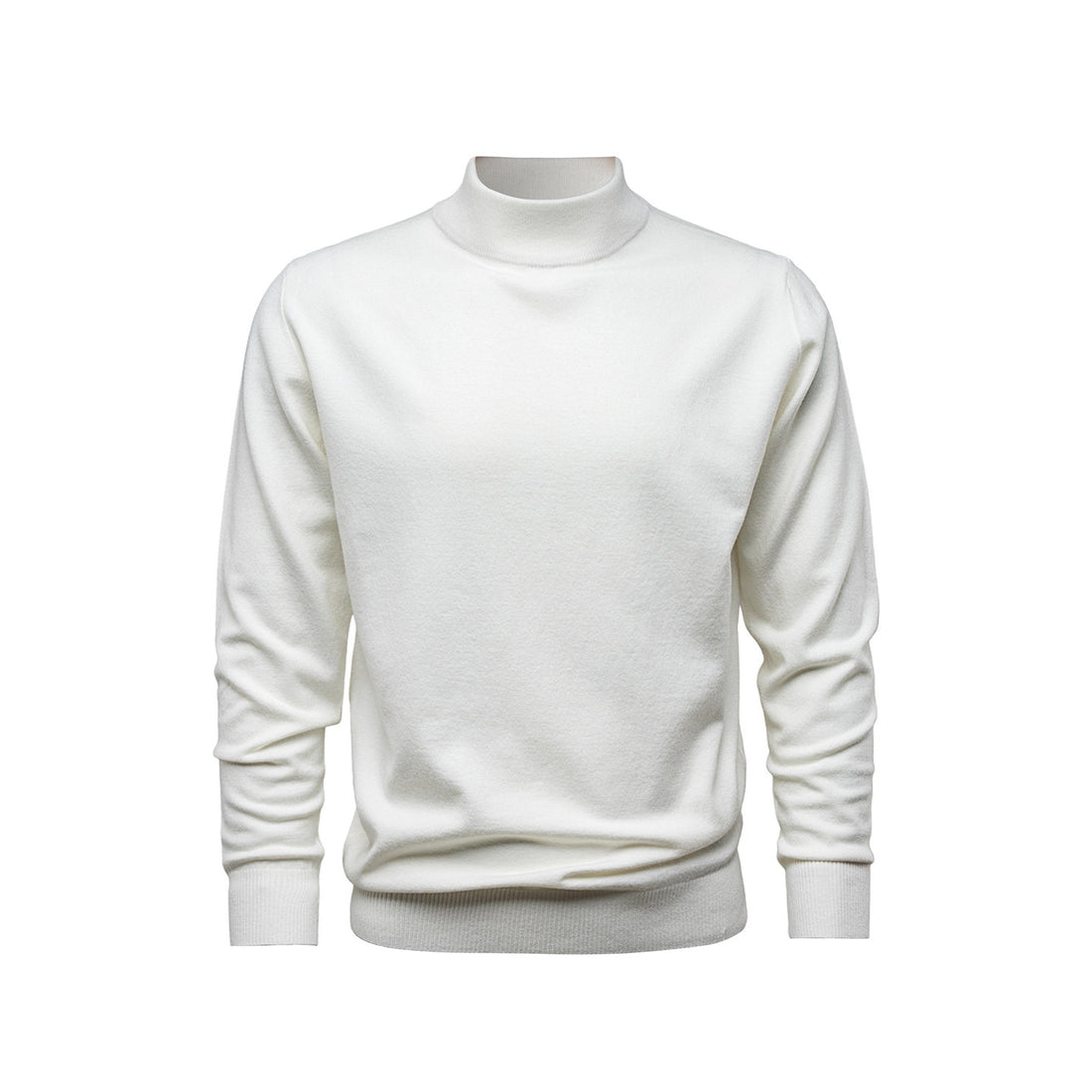 Herren-Strickpullover mit Stehkragen, einfarbig