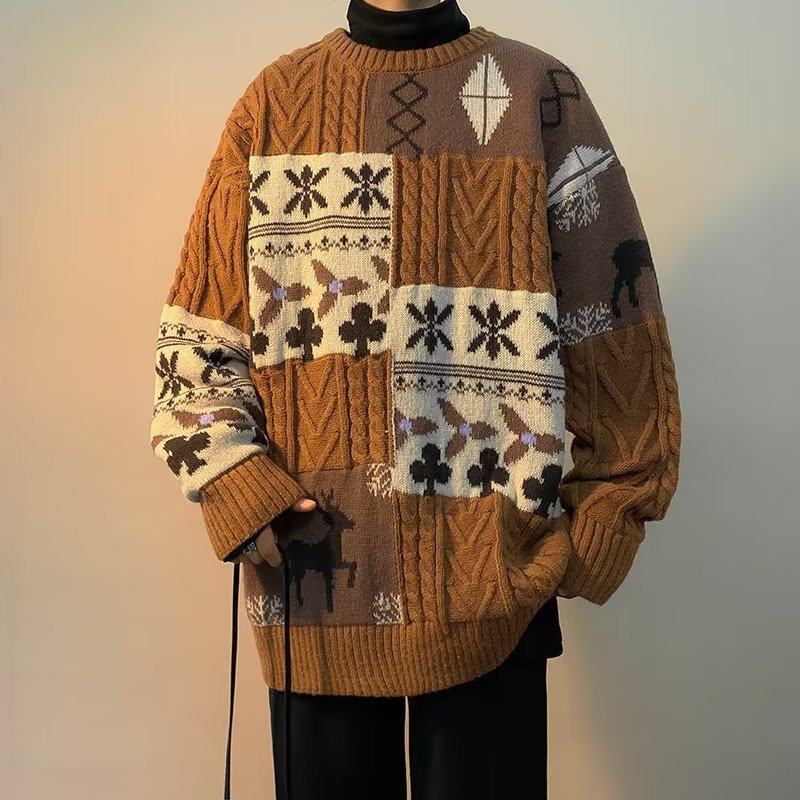 Dicker Strickpullover im Retro-Stil