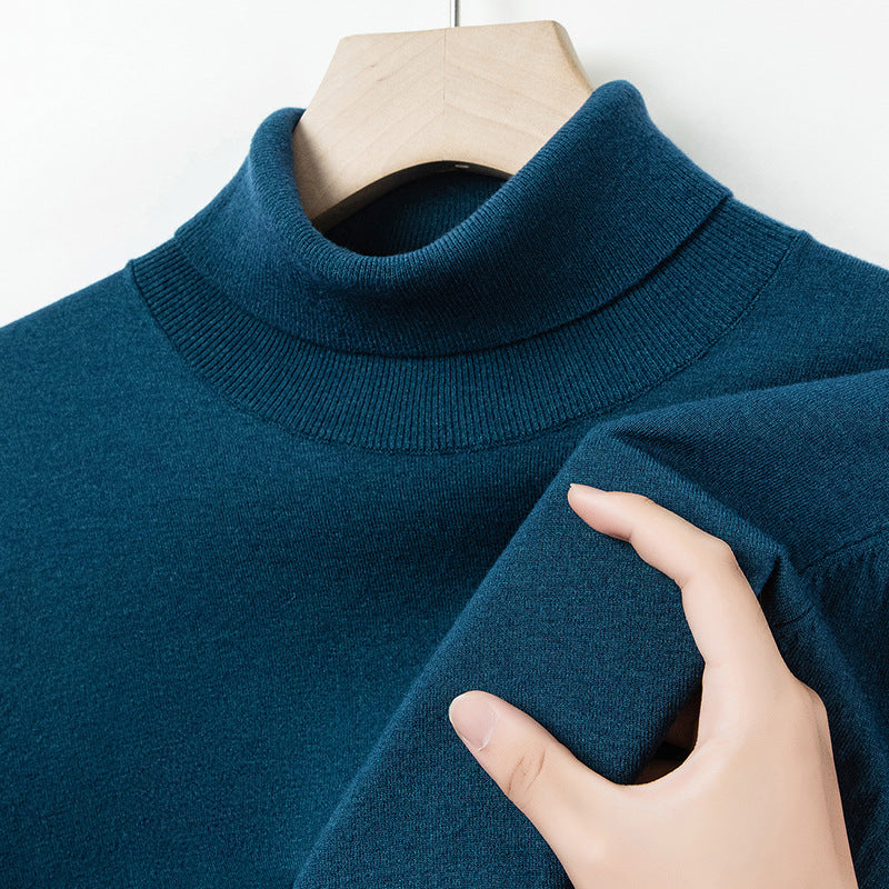 Herren-Wollpullover, feiner Strick, Stehkragen