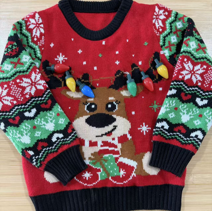 Lockerer Strickpullover mit weihnachtlichem Motiv