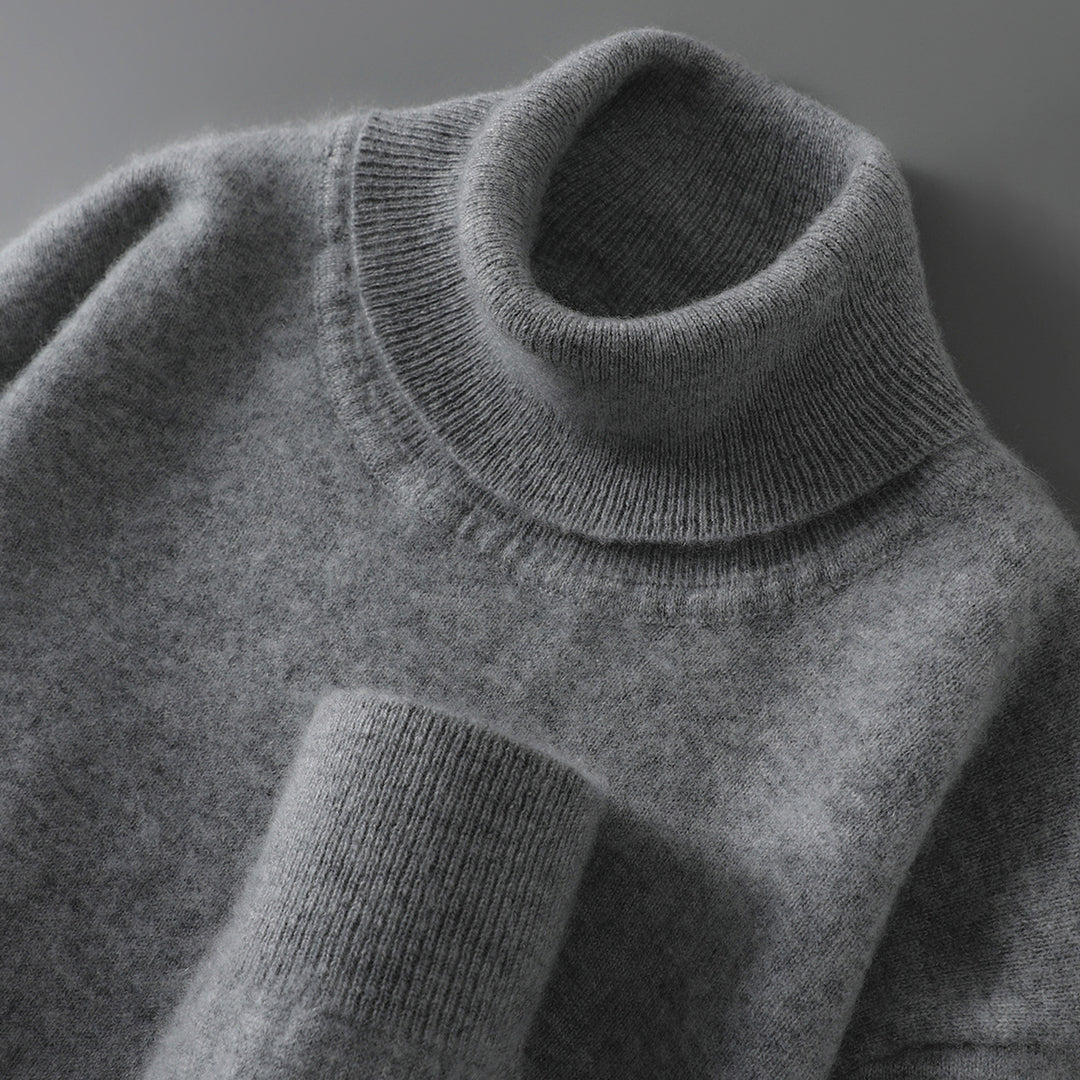 Herren-Rollkragenpullover aus reiner Wolle