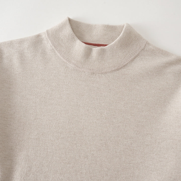 Herren-Strickpullover mit Stehkragen, einfarbig
