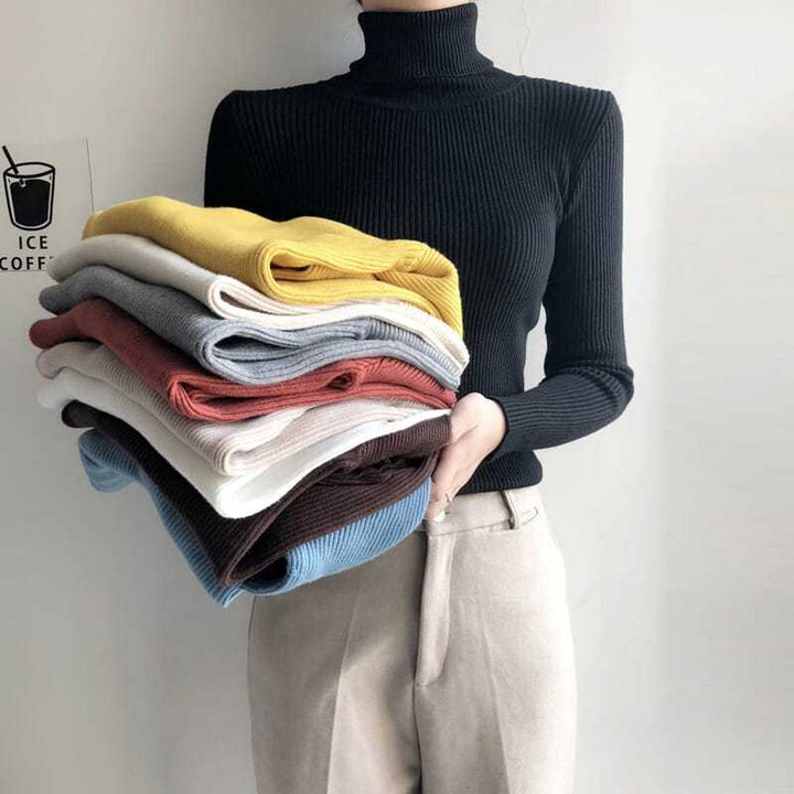 Körpernaher Damen-Rollkragenpullover