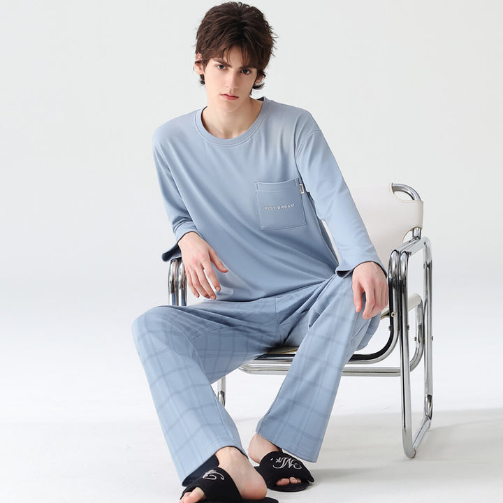 Herren-Pyjama-Set aus 100% Baumwolle, kariert