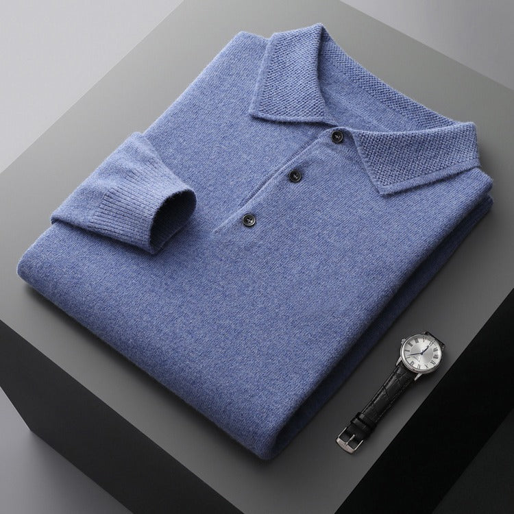 Herren Pullover, Polo-Kragen, Wolle-Kaschmir, Business