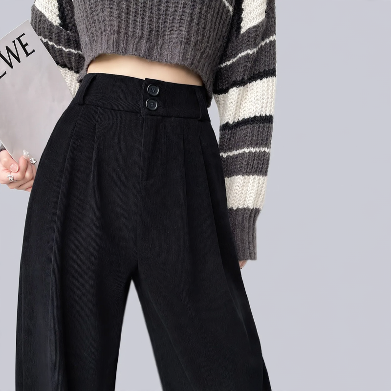 Cord-Weithose mit hohem Bund für Damen