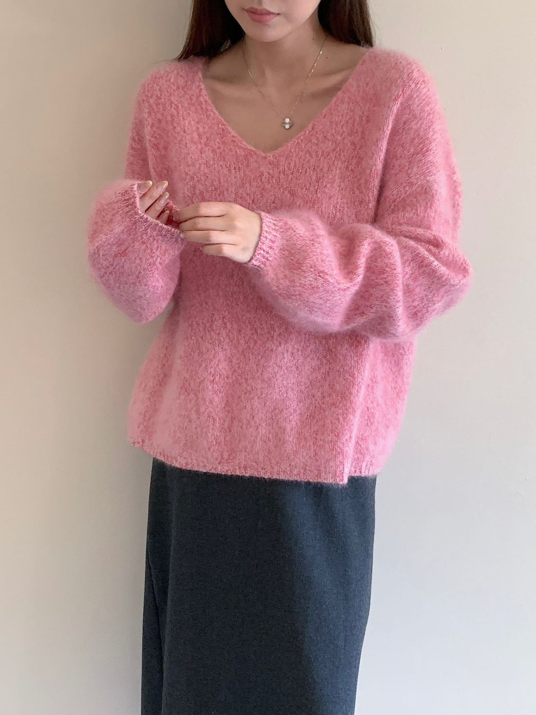 Damen V-Ausschnitt Pullover, Wolle-Kaschmir, gebürstet