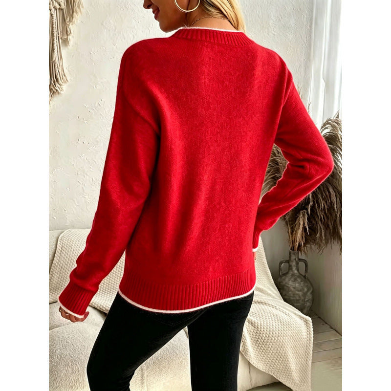 Damen-Strickpullover mit Schneeflocken-Jacquard
