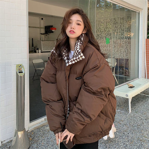 Kurze Damen-Steppjacke mit Stehkragen