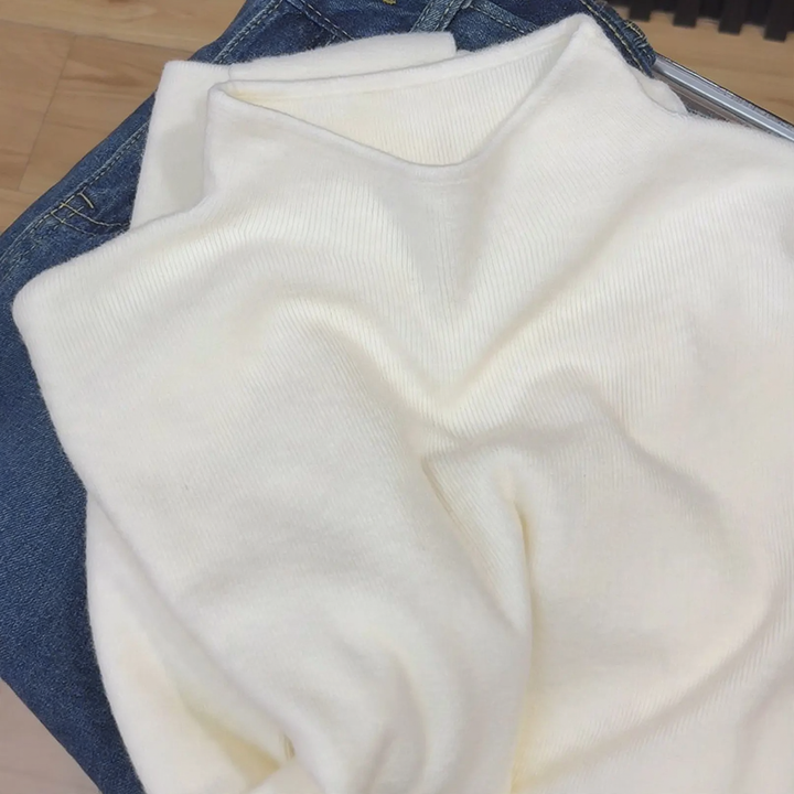 Damen-Strickpullover, Stehkragen, schlichtes Design