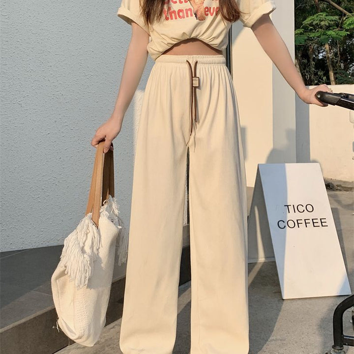 Damen-Cordhose mit weitem Bein und Kordelzug