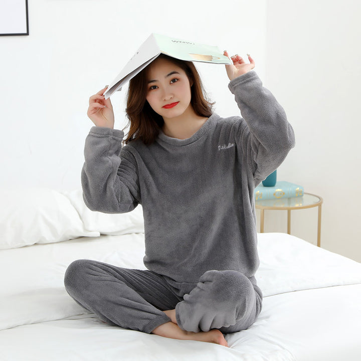 Paar-Pyjama-Set, Korallenfleece, warm und modisch
