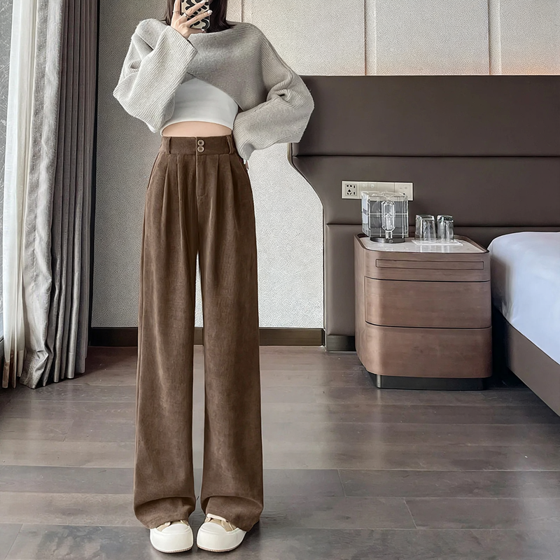 Damen-Cordhose, gerade geschnitten, gefüttert, für Frühling/Herbst