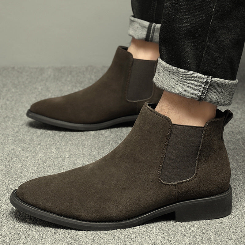 Herren-Chelsea-Stiefel, Wildleder-Optik, spitz zulaufend