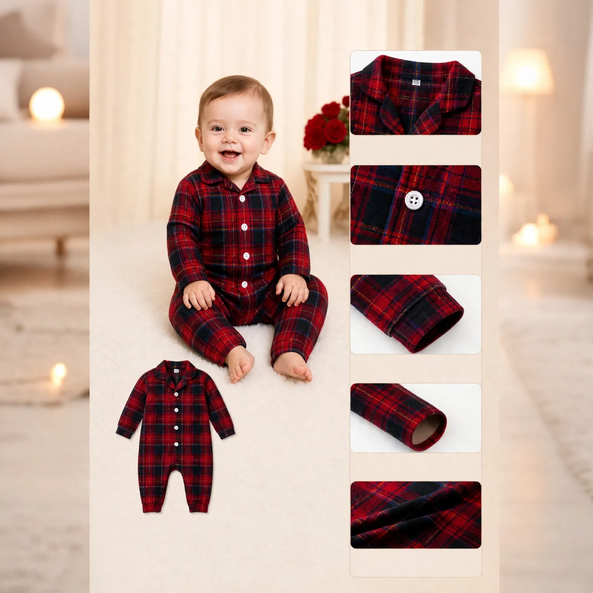 Familien-Pyjama-Set, kariert, Langarm, 2631