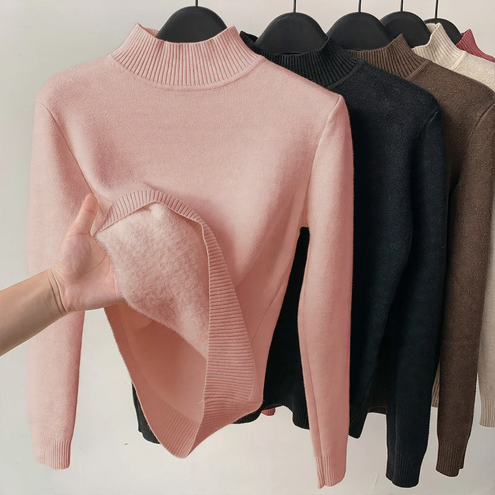 Damen-Rollkragenpullover mit Innenfleece