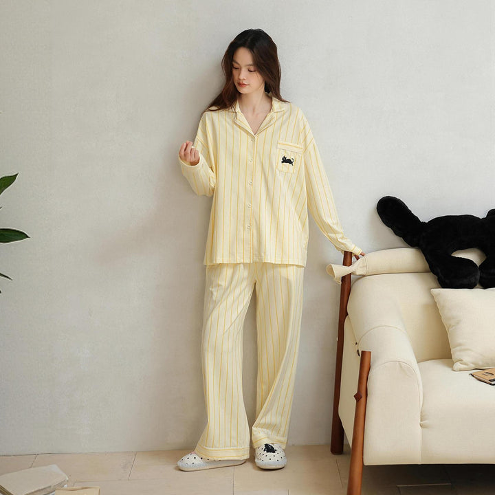 Baumwoll-Schlafanzug für Paare, langärmelig