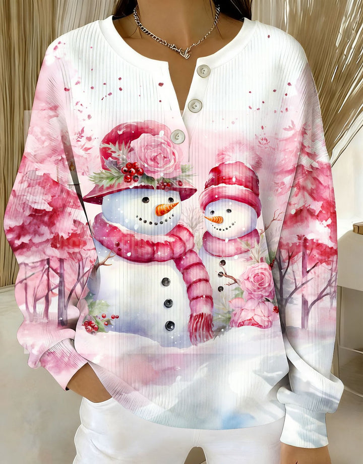 Weihnachtlicher Strickpullover mit Stehkragen und 3D-Druck