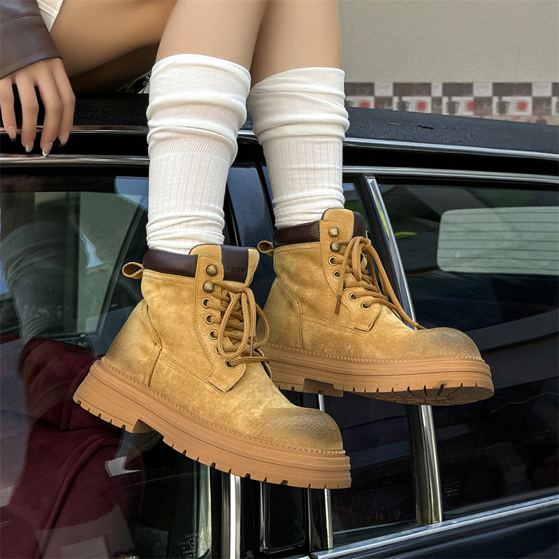 Gefütterte Herren-Arbeitsstiefel, Vintage-Stil