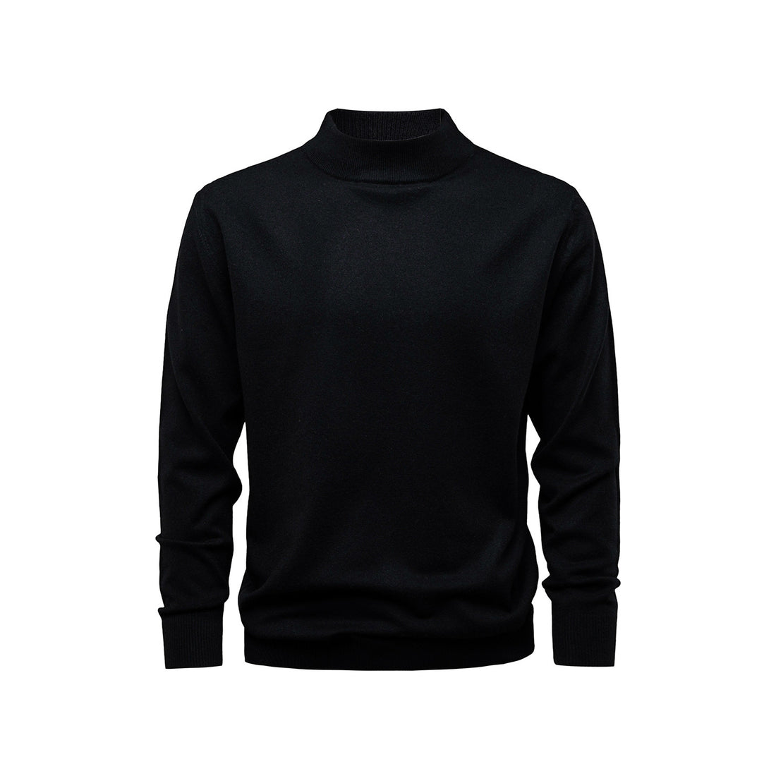 Herren-Strickpullover mit Stehkragen, einfarbig