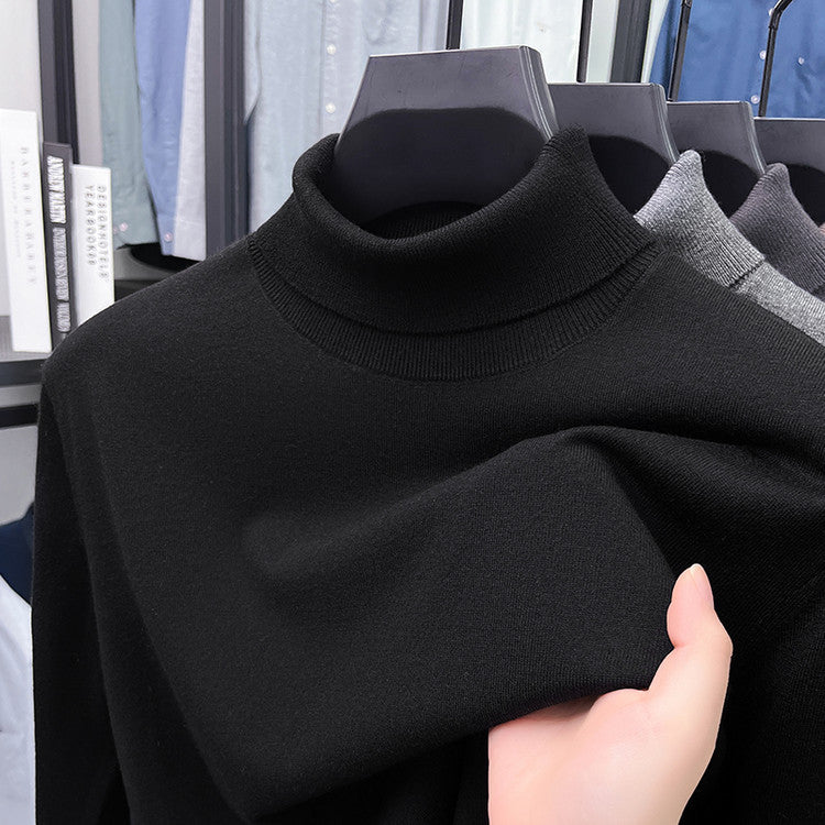 Herren-Pullover aus Seide und Schafwolle, Stehkragen