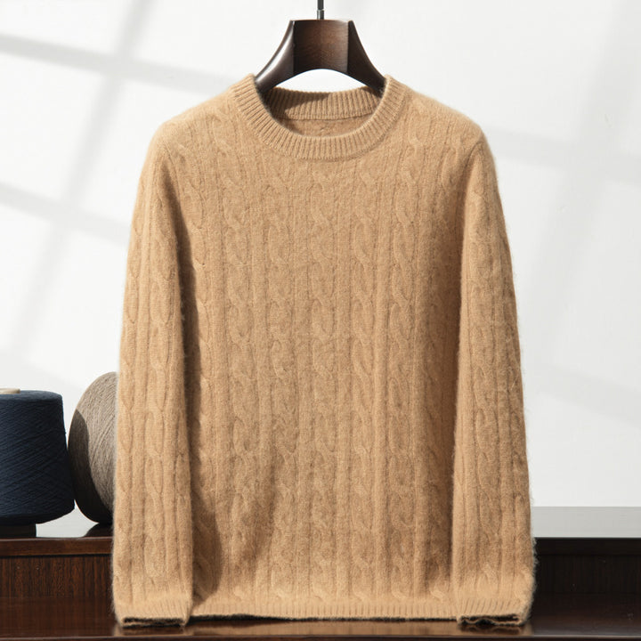 Herren-Kaschmirpullover, Zopfmuster, schweres Strickdesign