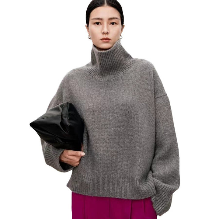 Damen-Rollkragenpullover, Oversize, für Herbst und Winter