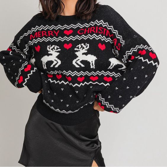 Weihnachtlicher Pullover mit Tiermotiv