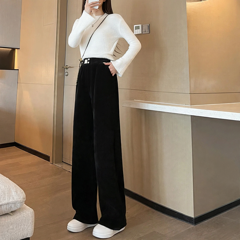 Damen-Cordhose aus Chenille, gefüttert