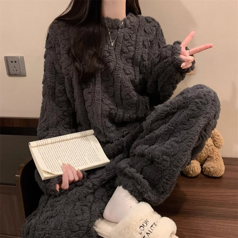 Flauschiges Jacquard-Hausanzug-Set für Paare