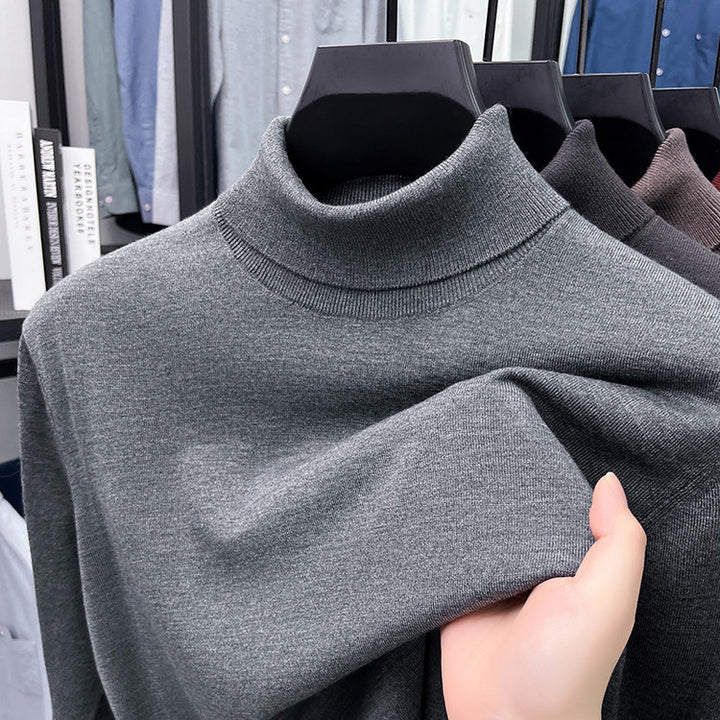 Herren-Pullover aus Seide und Schafwolle, Stehkragen