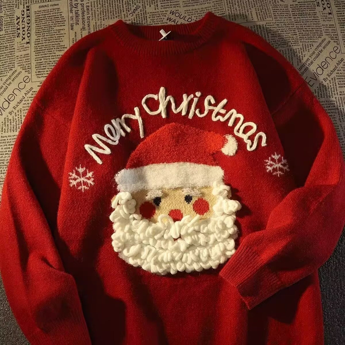 Weihnachtspullover für Herren, Rundhalsausschnitt, Motiv