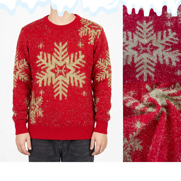 Festlicher Damen-Weihnachtspullover mit Rentier und Schneeflocken