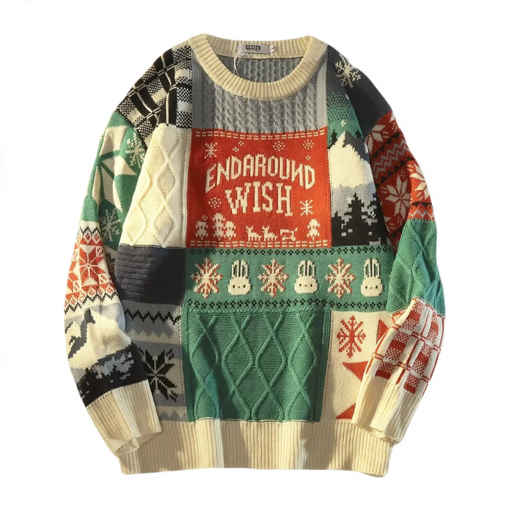 Herren-Strickpullover mit Kontrastmuster