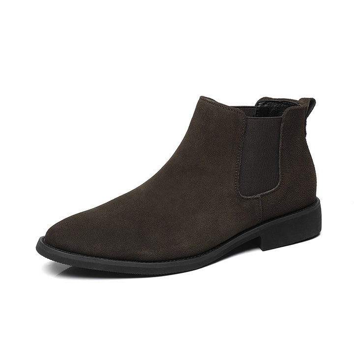 Herren-Chelsea-Stiefel, Wildleder-Optik, spitz zulaufend