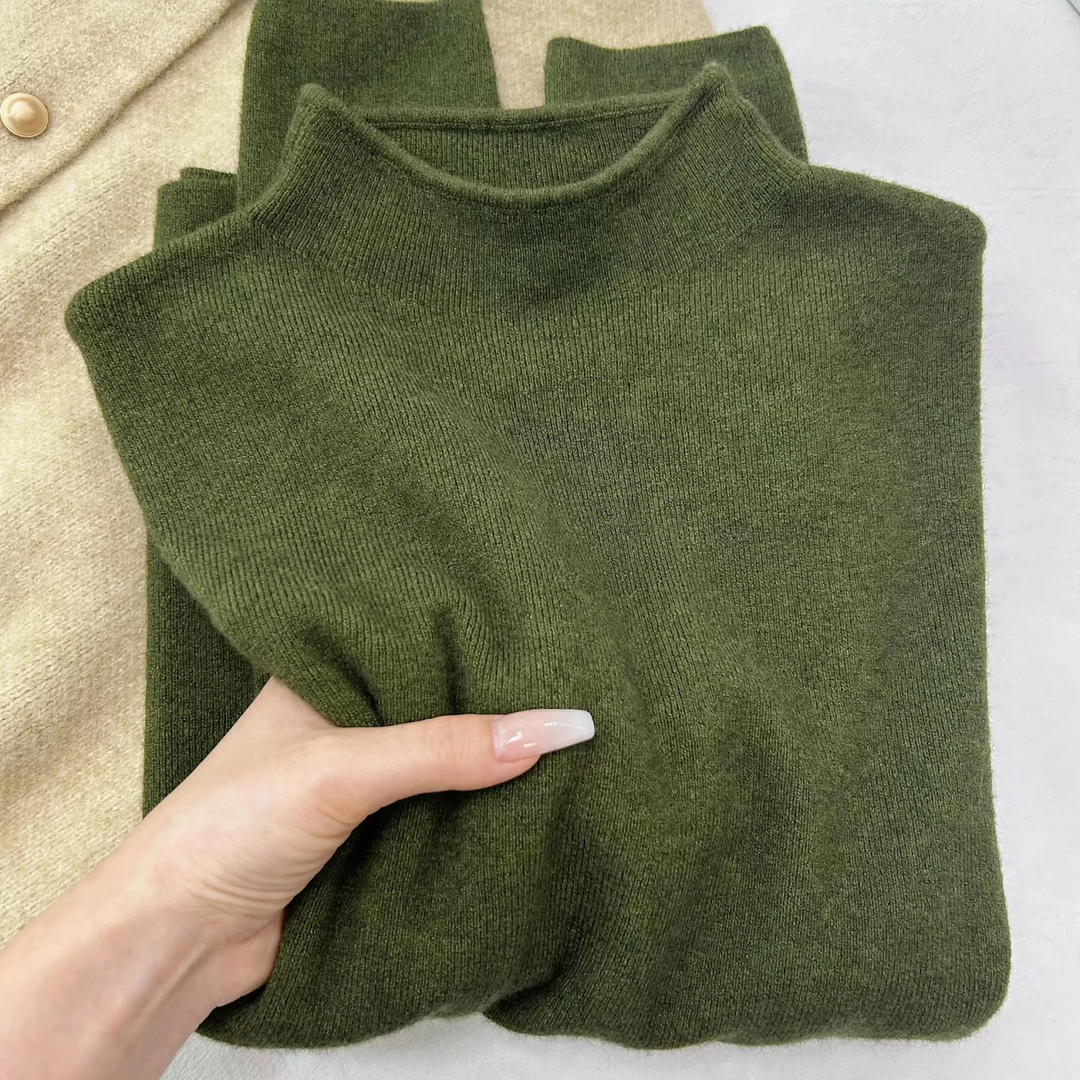 Damen-Strickpullover, Stehkragen, schlichtes Design