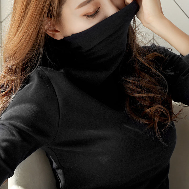 Damen-Langarm-Rollkragen-Shirt, gefüttert