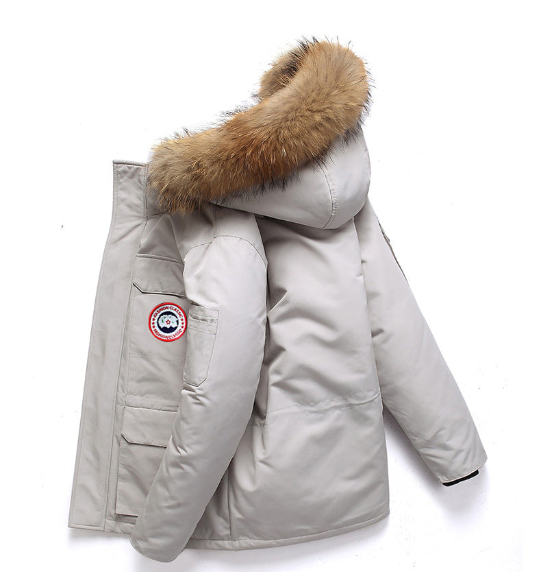 Modische Unisex-Daunenjacke mit abnehmbarem Kragen