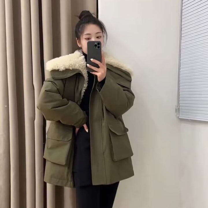 Gefütterte Parka-Jacke im Arbeitsstil