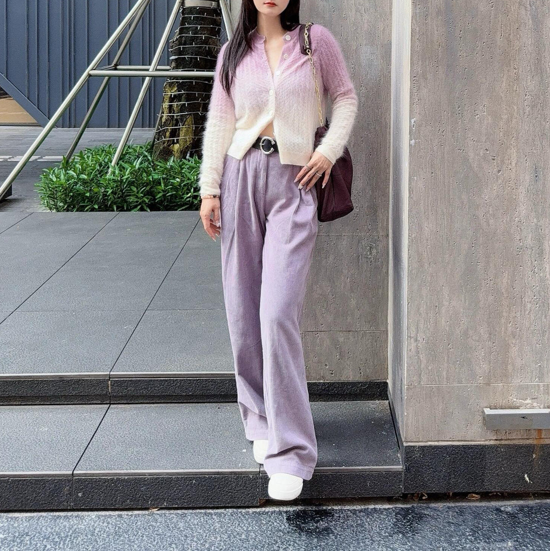 Damen-Cordhose, gerade geschnitten, Baumwolle, Französischer Stil