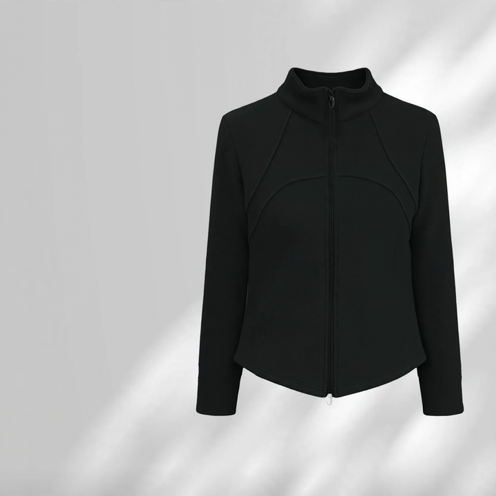 Gefütterte Lammfell-Sportjacke mit Stehkragen