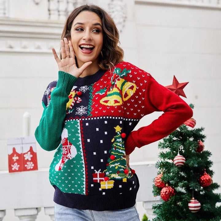 Weihnachts-Strickpullover mit Schneeflocken-Muster